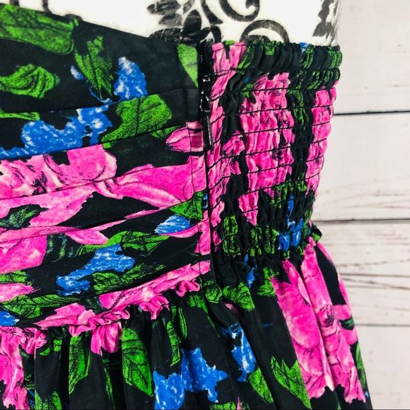 Betsey Johnson 100% Silk Floral Rose Strapless Babydoll Dress Lace Size 4 - Picture 8 of 13